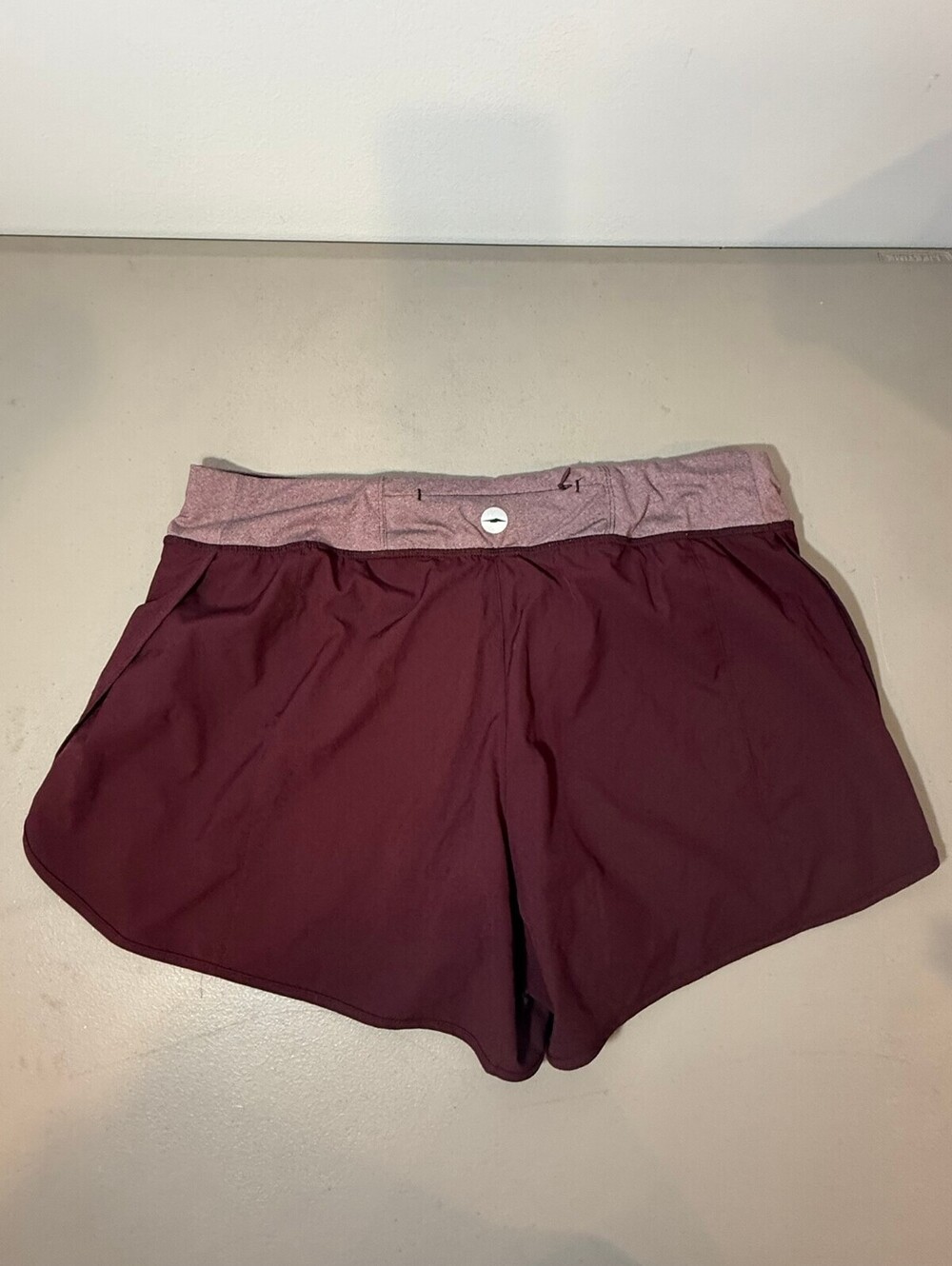 Avia Women's Burgundy Athletic Running Shorts with Pink Waistband - Picture 2 of 4